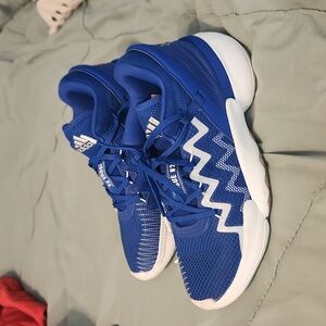 Women's Blue Adidas Basketball Shoe - Size 8